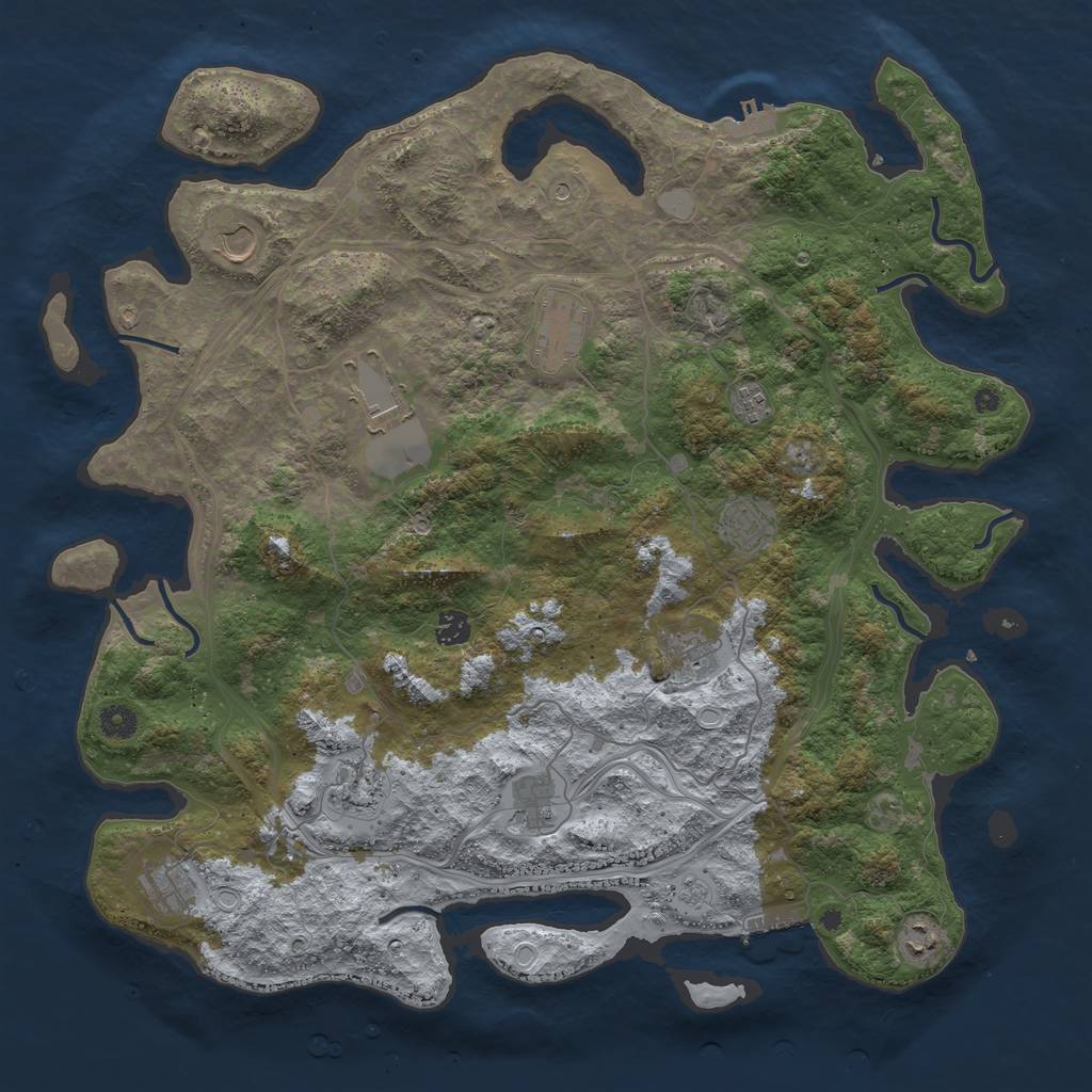 Rust Map: Procedural Map, Size: 4500, Seed: 542, 18 Monuments