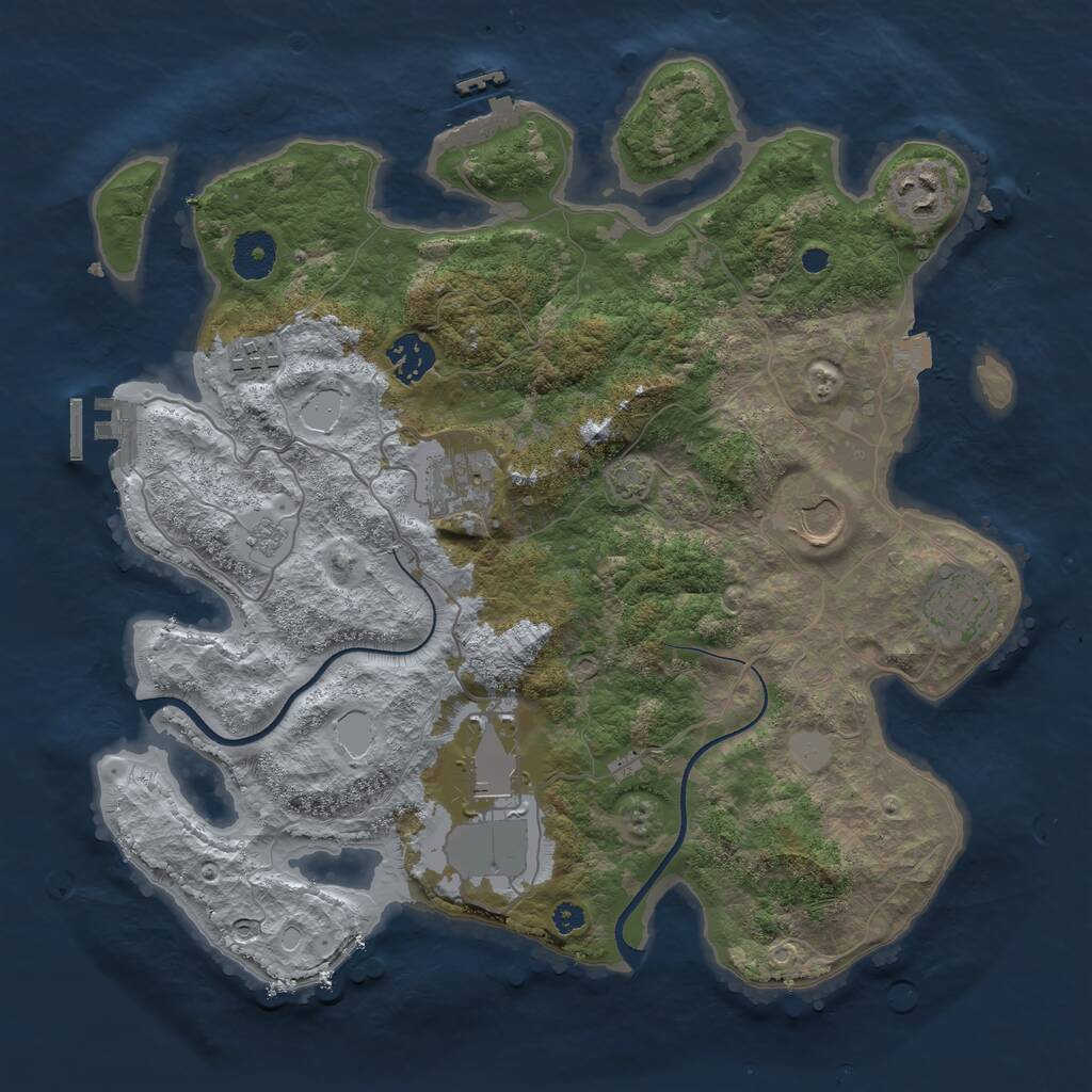 Rust Map: Procedural Map, Size: 3500, Seed: 21106119, 12 Monuments