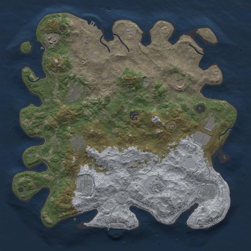 Rust Map: Procedural Map, Size: 4000, Seed: 851388900, 18 Monuments
