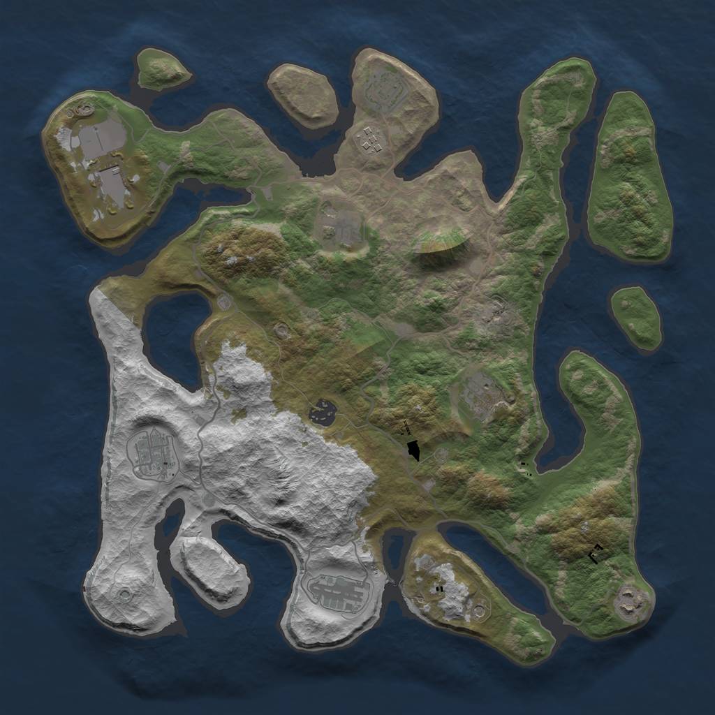 Rust Map: Barren, Size: 4000, Seed: 938903846, 12 Monuments