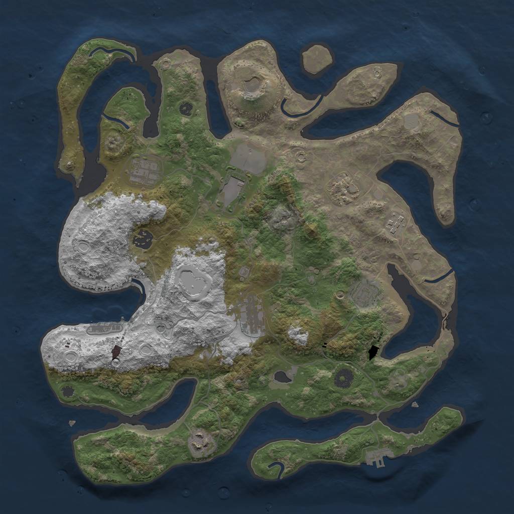 Rust Map: Procedural Map, Size: 3950, Seed: 1444430165, 17 Monuments