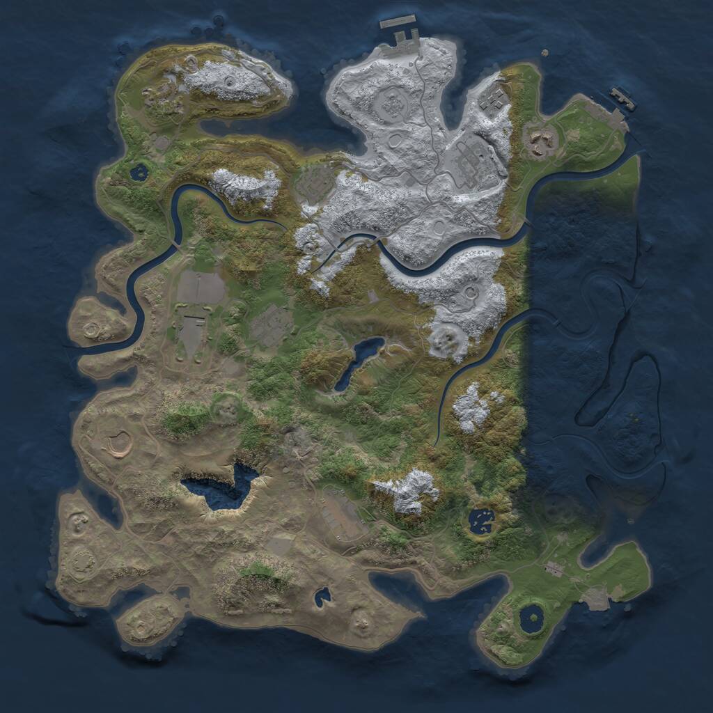Rust Map: Procedural Map, Size: 4000, Seed: 321127, 16 Monuments