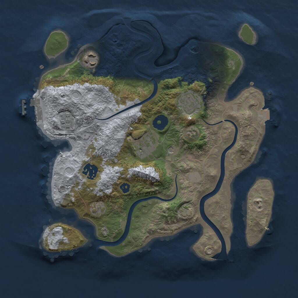 Rust Map: Procedural Map, Size: 3000, Seed: 377039362, 9 Monuments