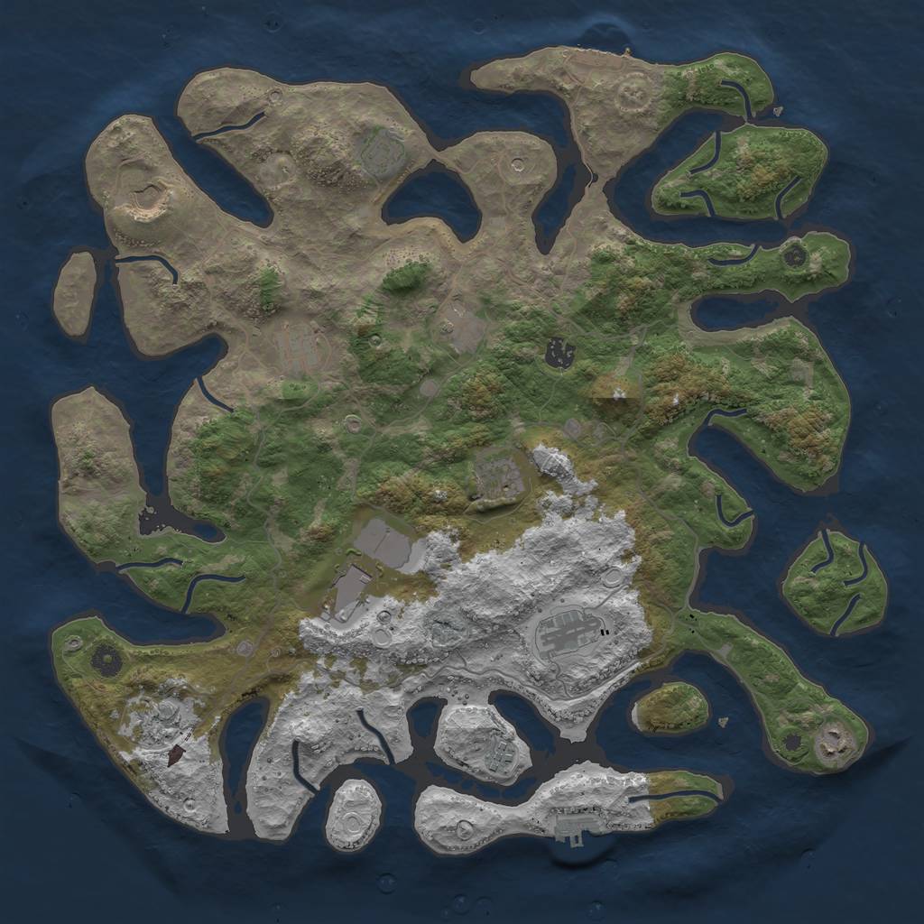 Rust Map: Procedural Map, Size: 4500, Seed: 1064260667, 22 Monuments