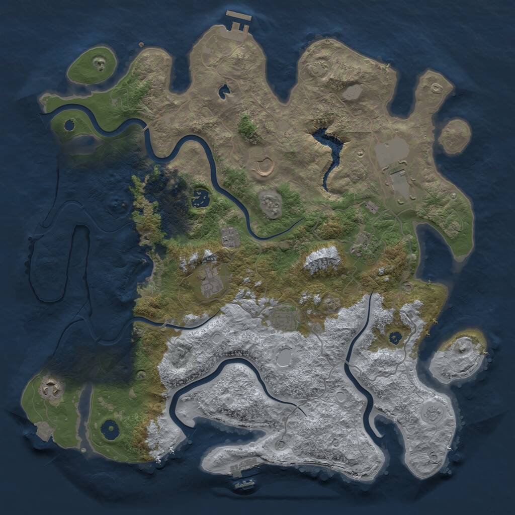 Rust Map: Procedural Map, Size: 4096, Seed: 36963, 14 Monuments