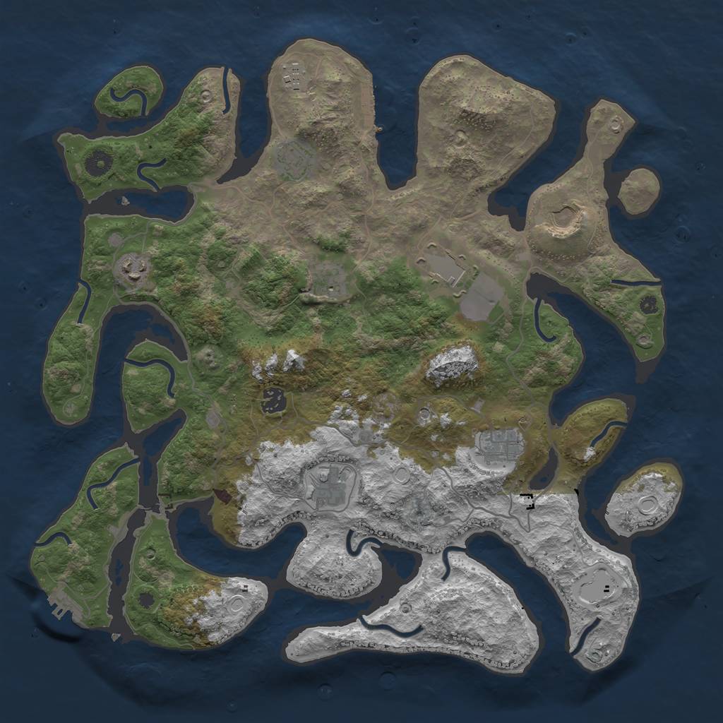 Rust Map: Procedural Map, Size: 4096, Seed: 36963, 17 Monuments