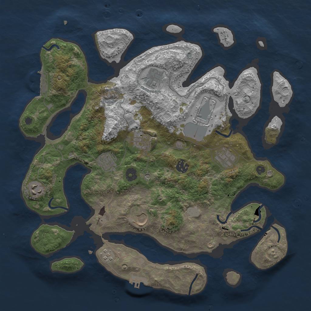 Rust Map: Procedural Map, Size: 3700, Seed: 167229518, 17 Monuments