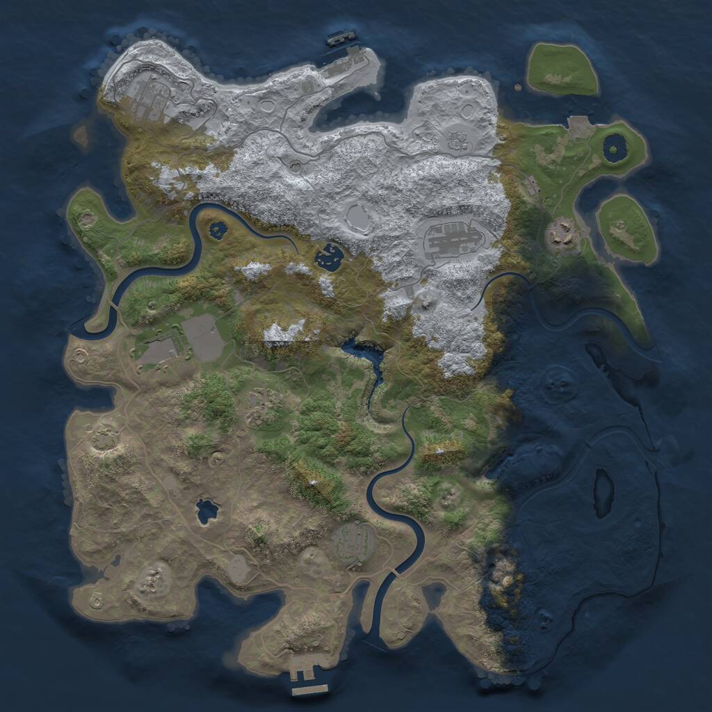 Rust Map: Procedural Map, Size: 4000, Seed: 124896564, 13 Monuments