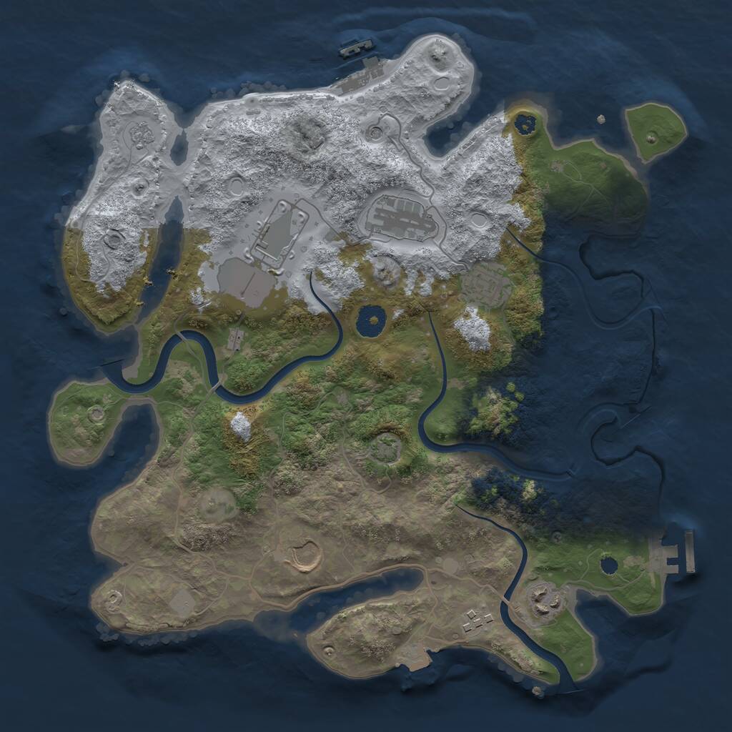 Rust Map: Procedural Map, Size: 3500, Seed: 58019367, 12 Monuments