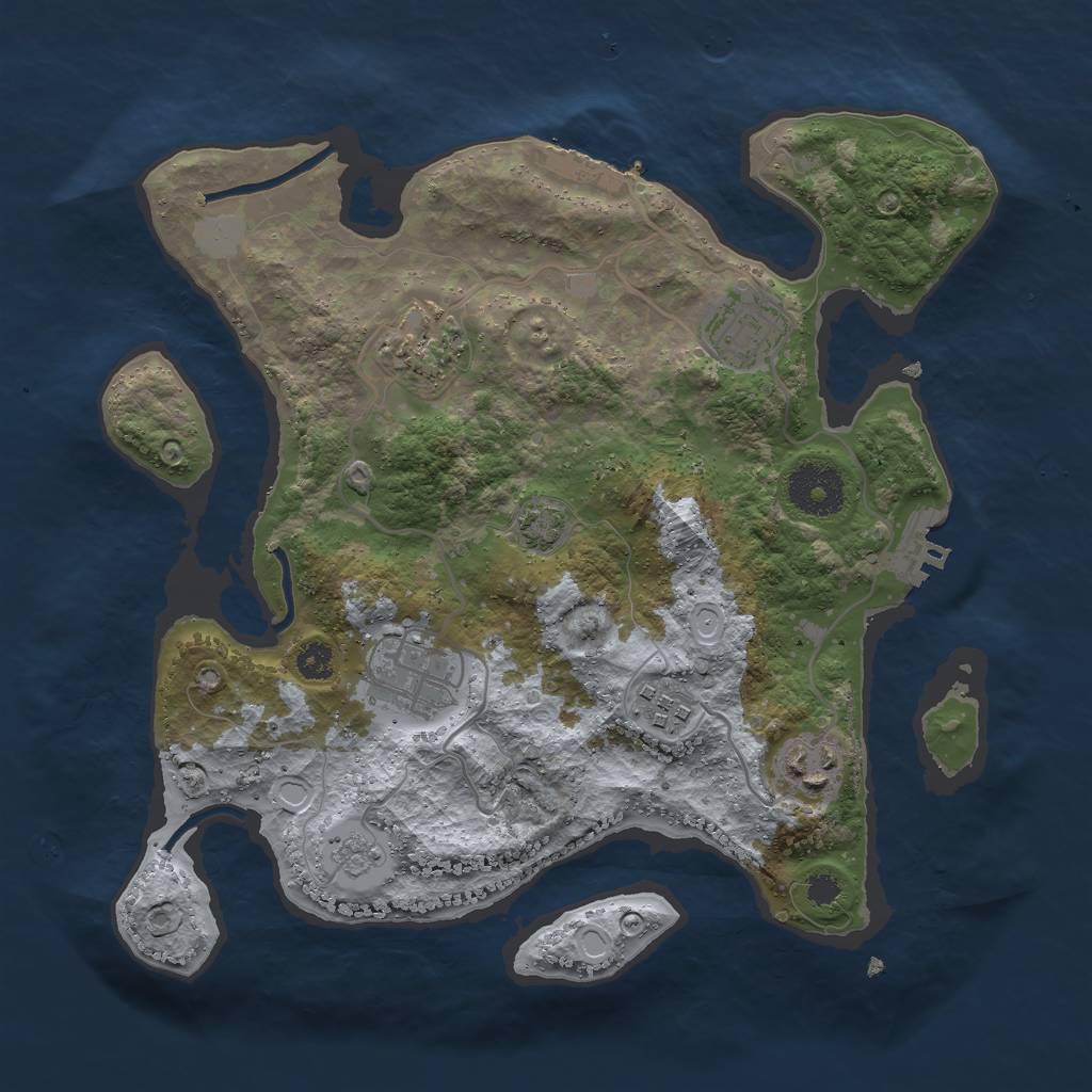 Rust Map: Procedural Map, Size: 3000, Seed: 1367229704, 12 Monuments