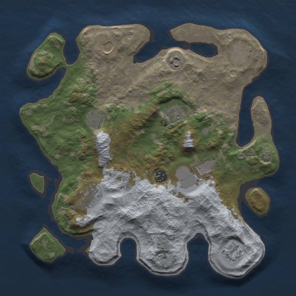 Rust Map: Barren, Size: 3500, Seed: 29764255, 14 Monuments