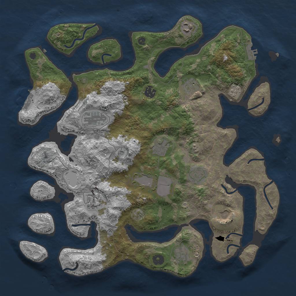 Rust Map: Procedural Map, Size: 3950, Seed: 1734017630, 22 Monuments