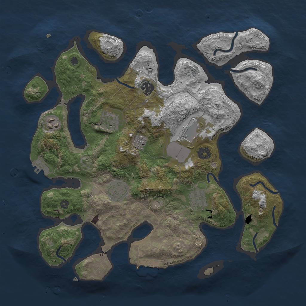Rust Map: Procedural Map, Size: 3500, Seed: 2751015, 15 Monuments