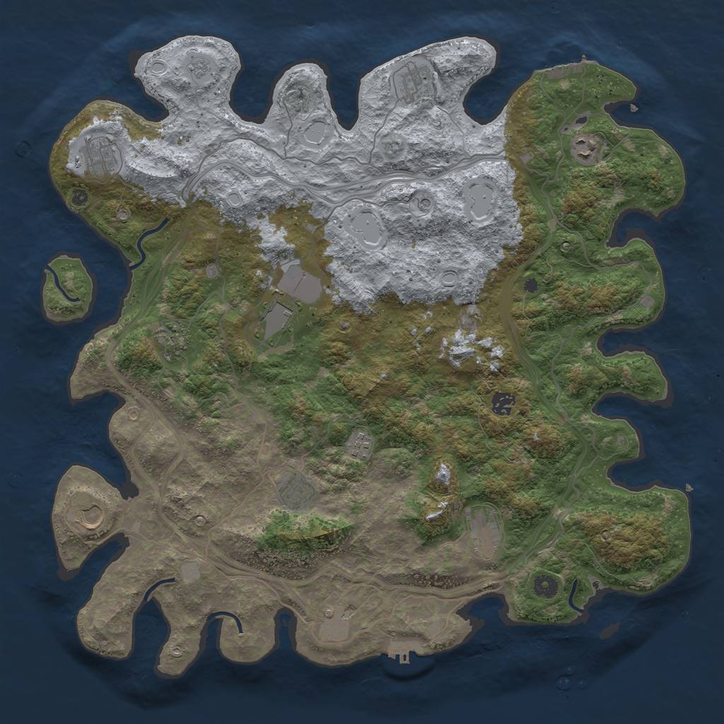 Rust Map: Procedural Map, Size: 4500, Seed: 970321, 18 Monuments