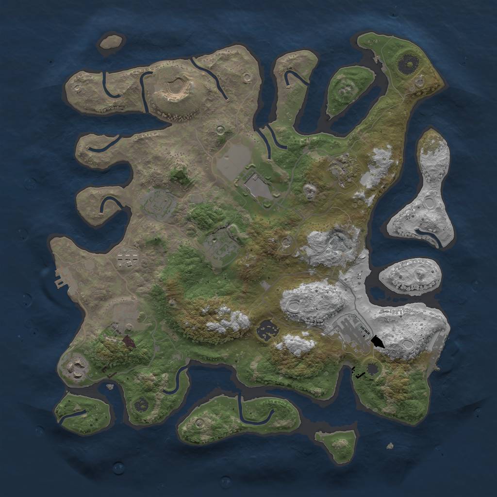 Rust Map: Procedural Map, Size: 3700, Seed: 1805387112, 21 Monuments