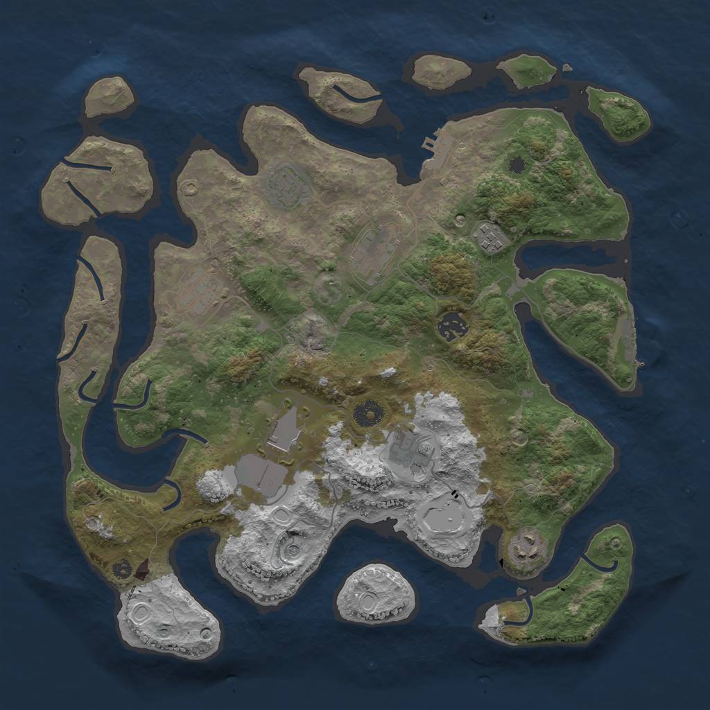 Rust Map: Procedural Map, Size: 3750, Seed: 307239676, 19 Monuments