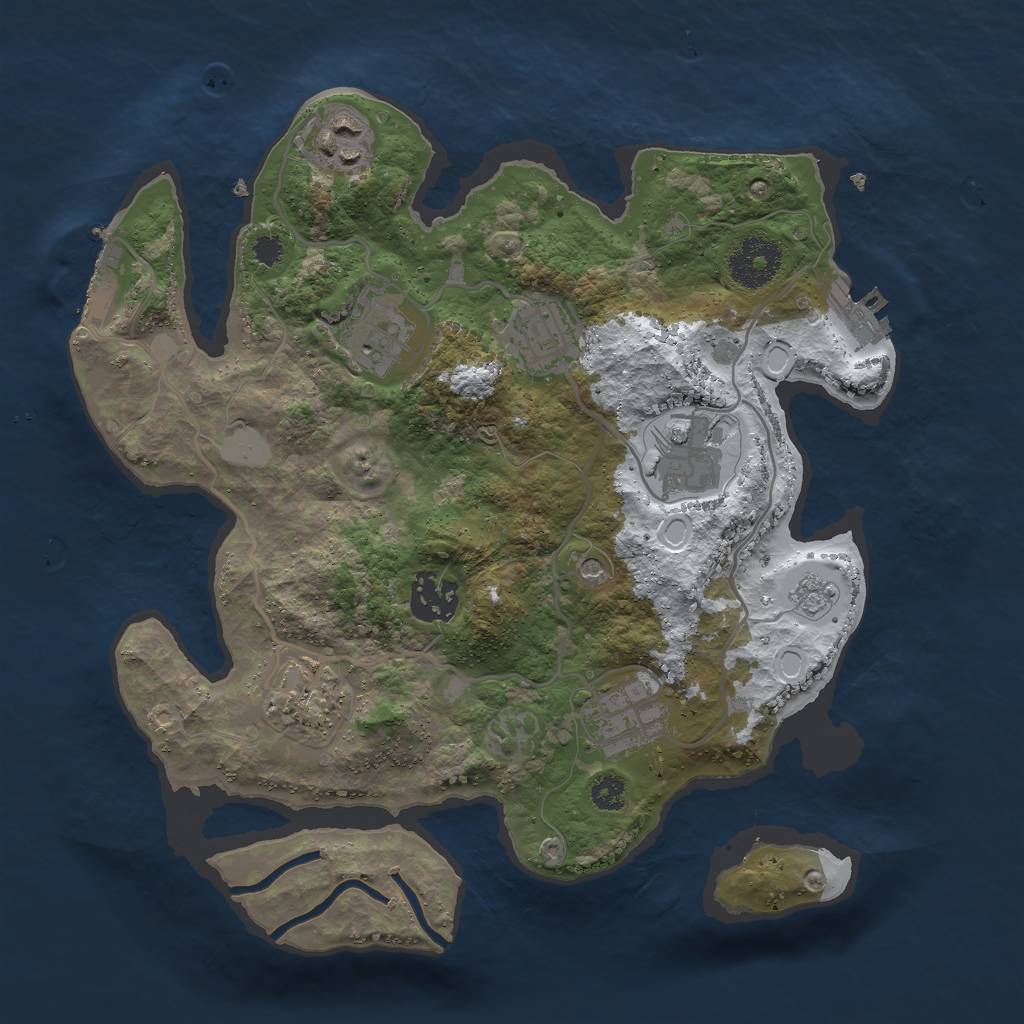 Rust Map: Procedural Map, Size: 3000, Seed: 2110570325, 16 Monuments