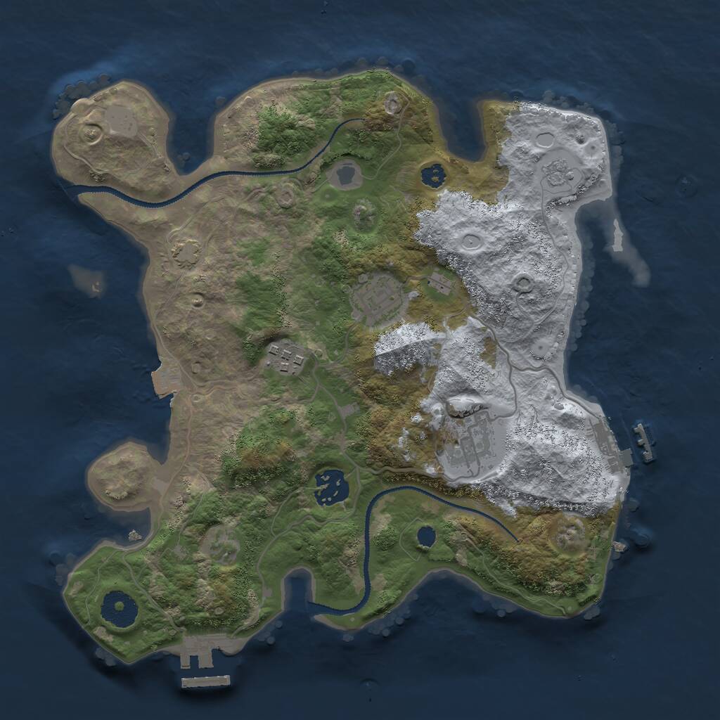 Rust Map: Procedural Map, Size: 3000, Seed: 14353, 9 Monuments