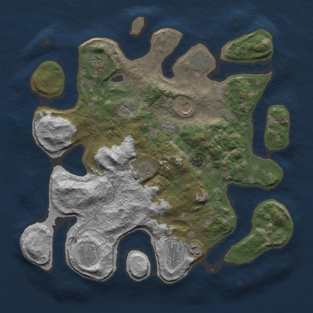 Rust Map: Barren, Size: 4000, Seed: 1050, 12 Monuments