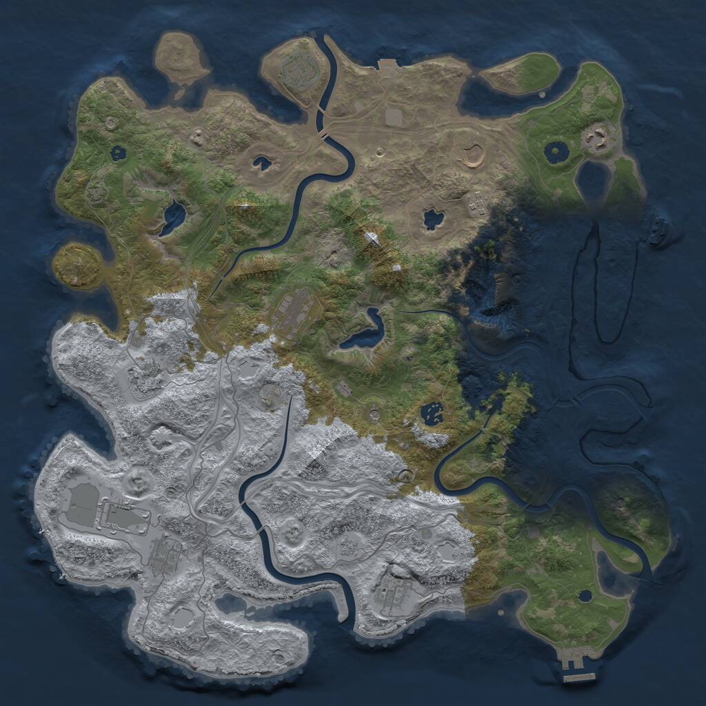 Rust Map: Procedural Map, Size: 4500, Seed: 432524364, 16 Monuments