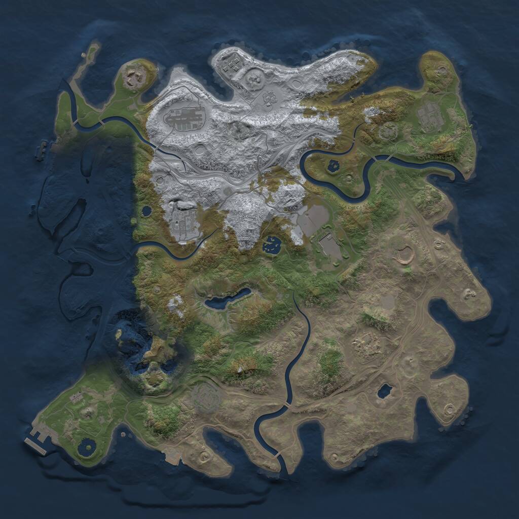 Rust Map: Procedural Map, Size: 4250, Seed: 1333598731, 16 Monuments