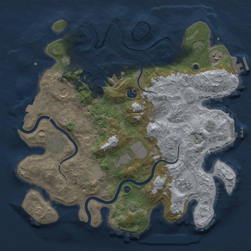Rust Map: Procedural Map, Size: 3800, Seed: 594164784, 15 Monuments