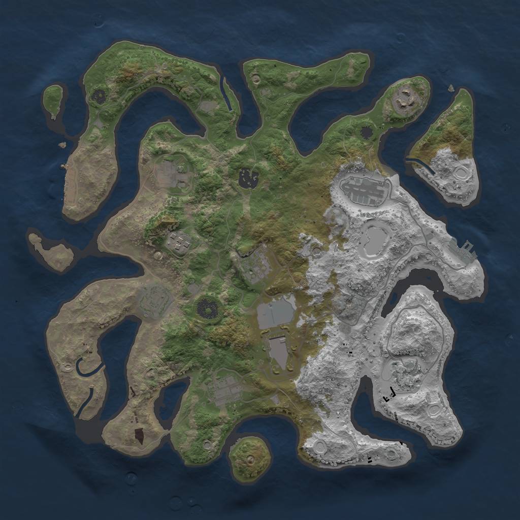 Rust Map: Procedural Map, Size: 3700, Seed: 682483673, 21 Monuments