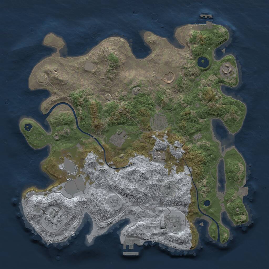 Rust Map: Procedural Map, Size: 3500, Seed: 1205459, 13 Monuments