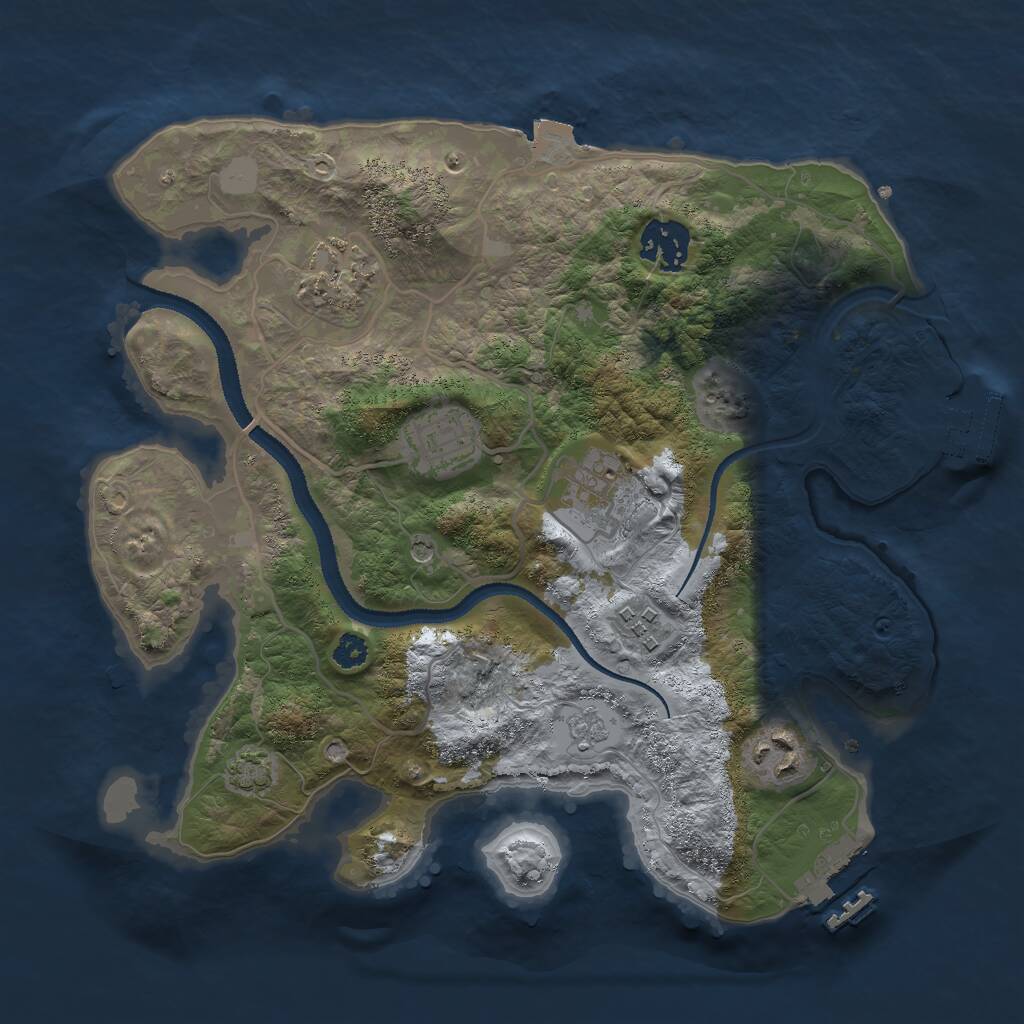 Rust Map: Procedural Map, Size: 3000, Seed: 427163771, 12 Monuments