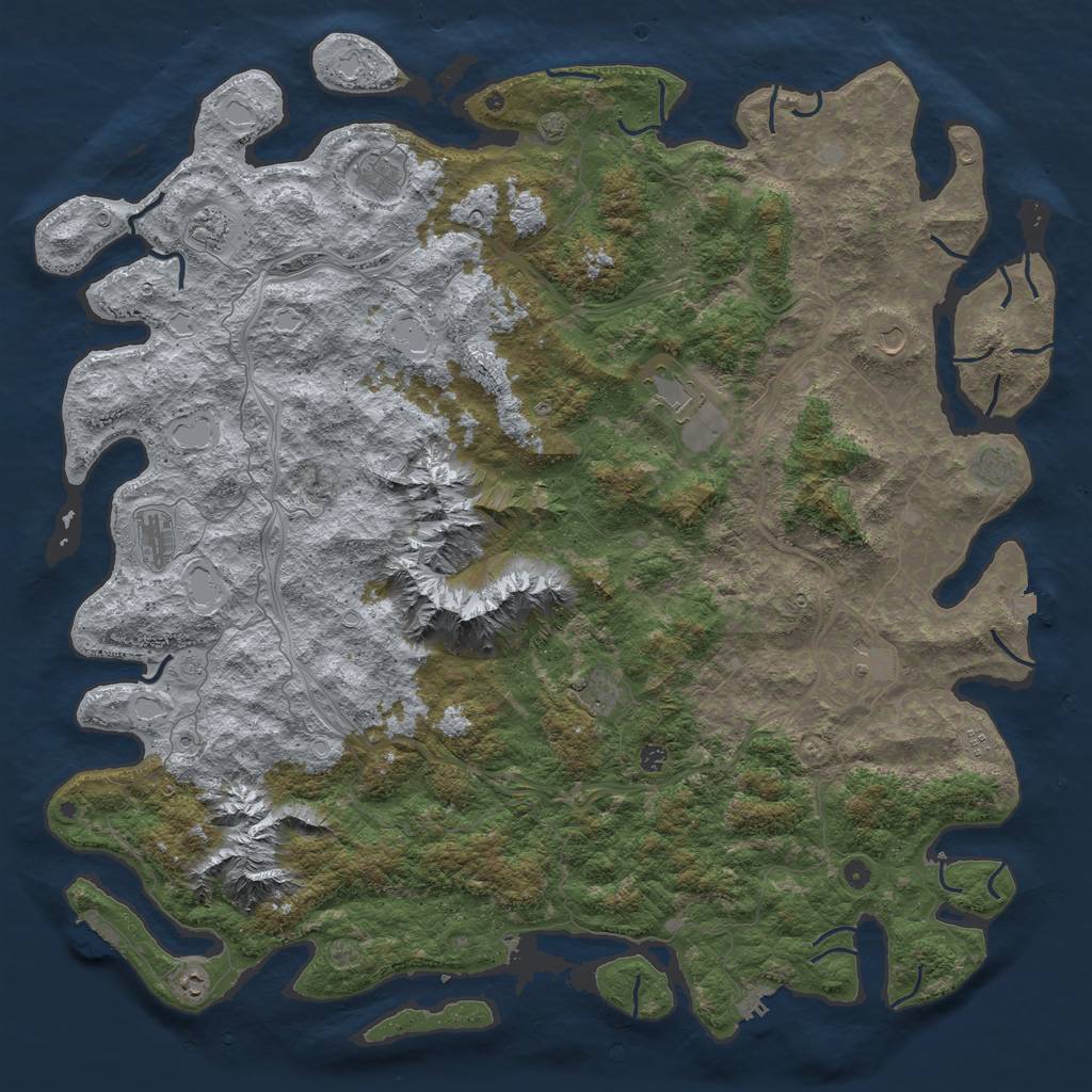 Rust Map: Procedural Map, Size: 6000, Seed: 285617, 19 Monuments