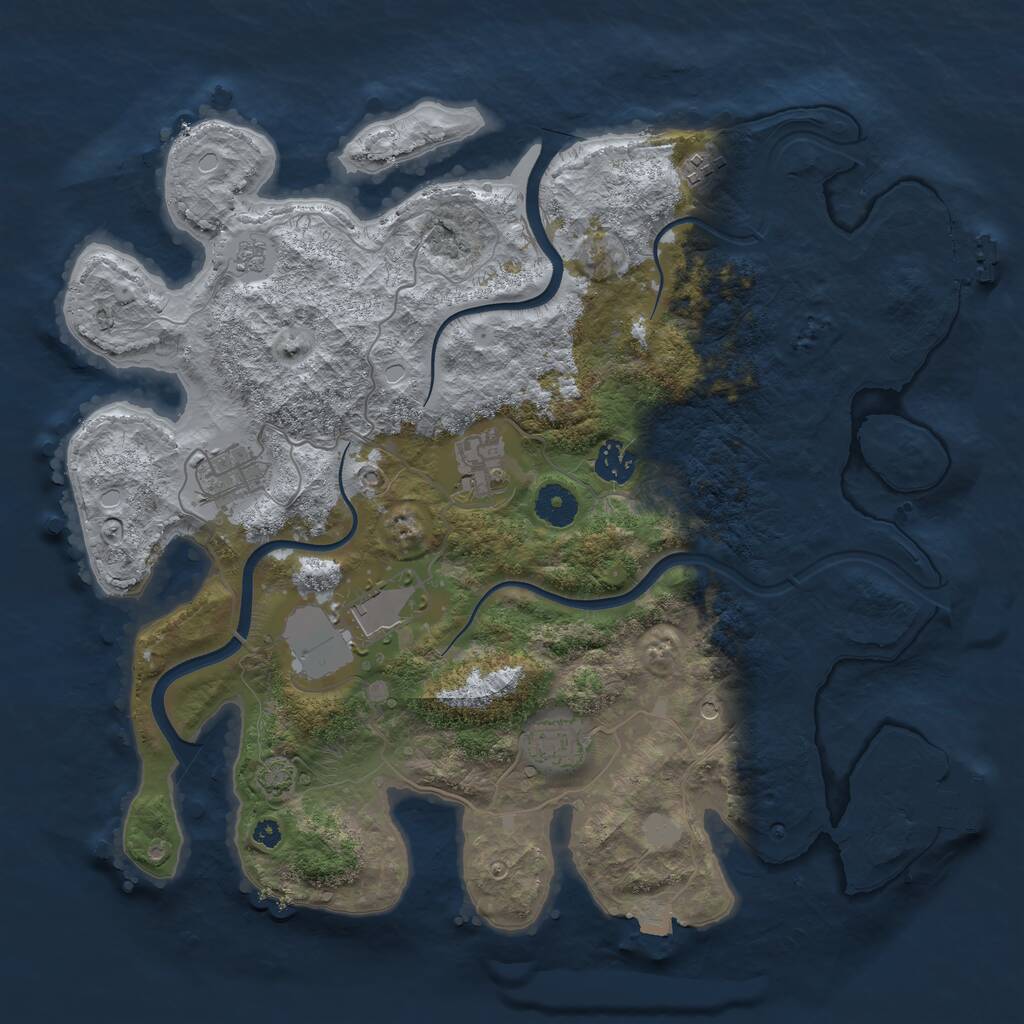 Rust Map: Procedural Map, Size: 3700, Seed: 1495382211, 12 Monuments