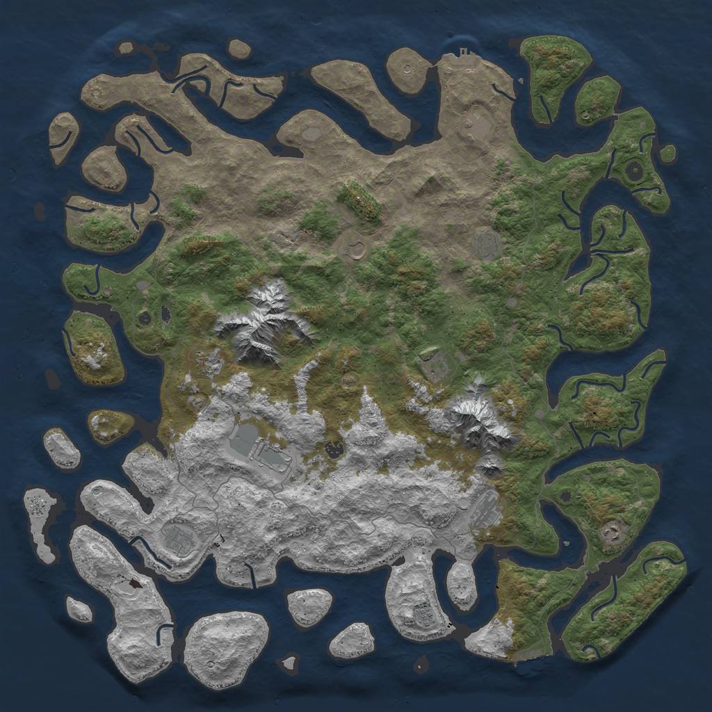 Rust Map: Procedural Map, Size: 6000, Seed: 122580245, 19 Monuments