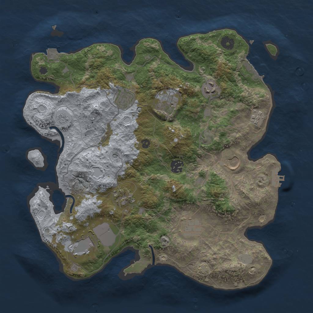 Rust Map: Procedural Map, Size: 3500, Seed: 1738118867, 17 Monuments