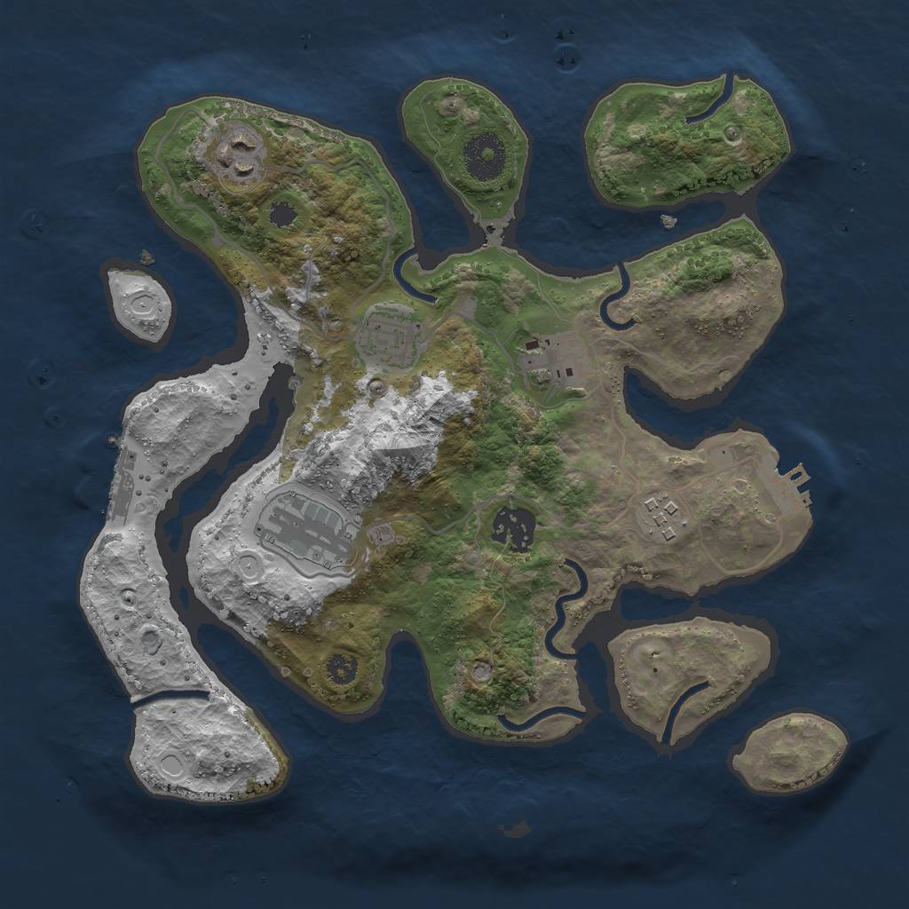 Rust Map: Procedural Map, Size: 3000, Seed: 1988880131, 16 Monuments