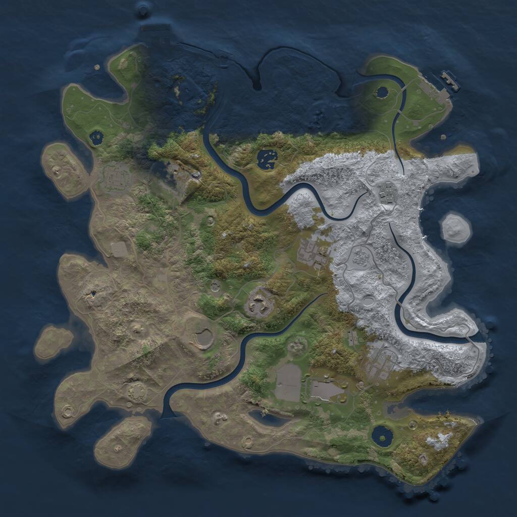 Rust Map: Procedural Map, Size: 3700, Seed: 1400751961, 15 Monuments