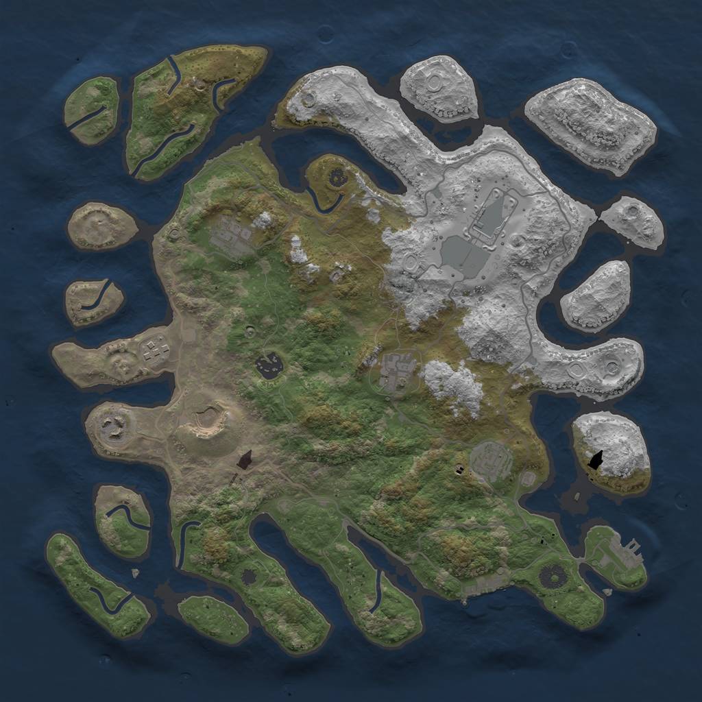 Rust Map: Procedural Map, Size: 4000, Seed: 649245, 16 Monuments
