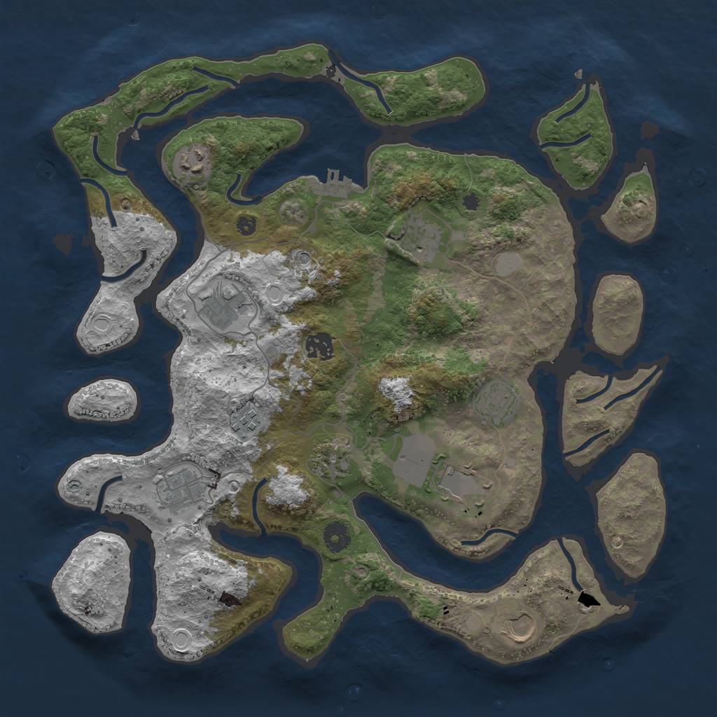 Rust Map: Procedural Map, Size: 3750, Seed: 594169999, 17 Monuments