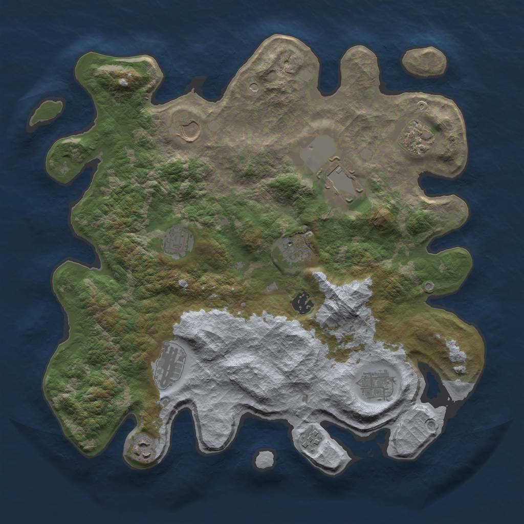 Rust Map: Barren, Size: 3800, Seed: 114371292, 13 Monuments