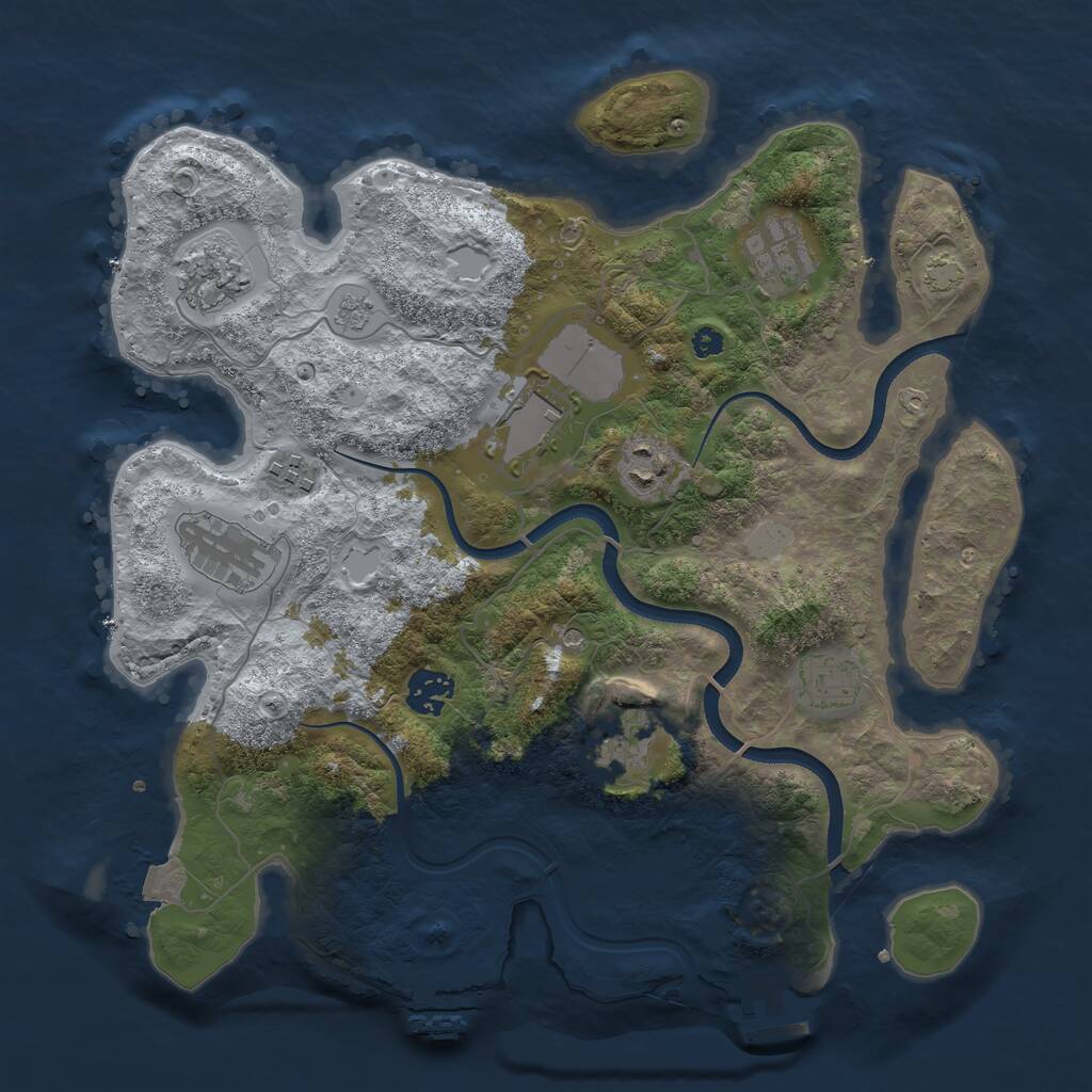 Rust Map: Procedural Map, Size: 3500, Seed: 612567919, 15 Monuments