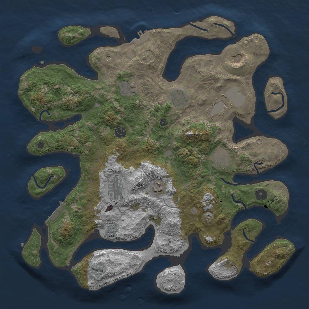 Rust Map: Procedural Map, Size: 4000, Seed: 2042, 17 Monuments