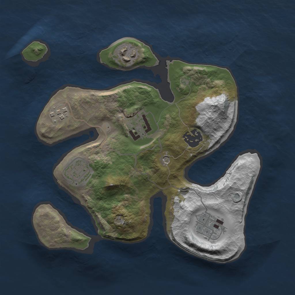 Rust Map: Barren, Size: 2500, Seed: 7123, 9 Monuments