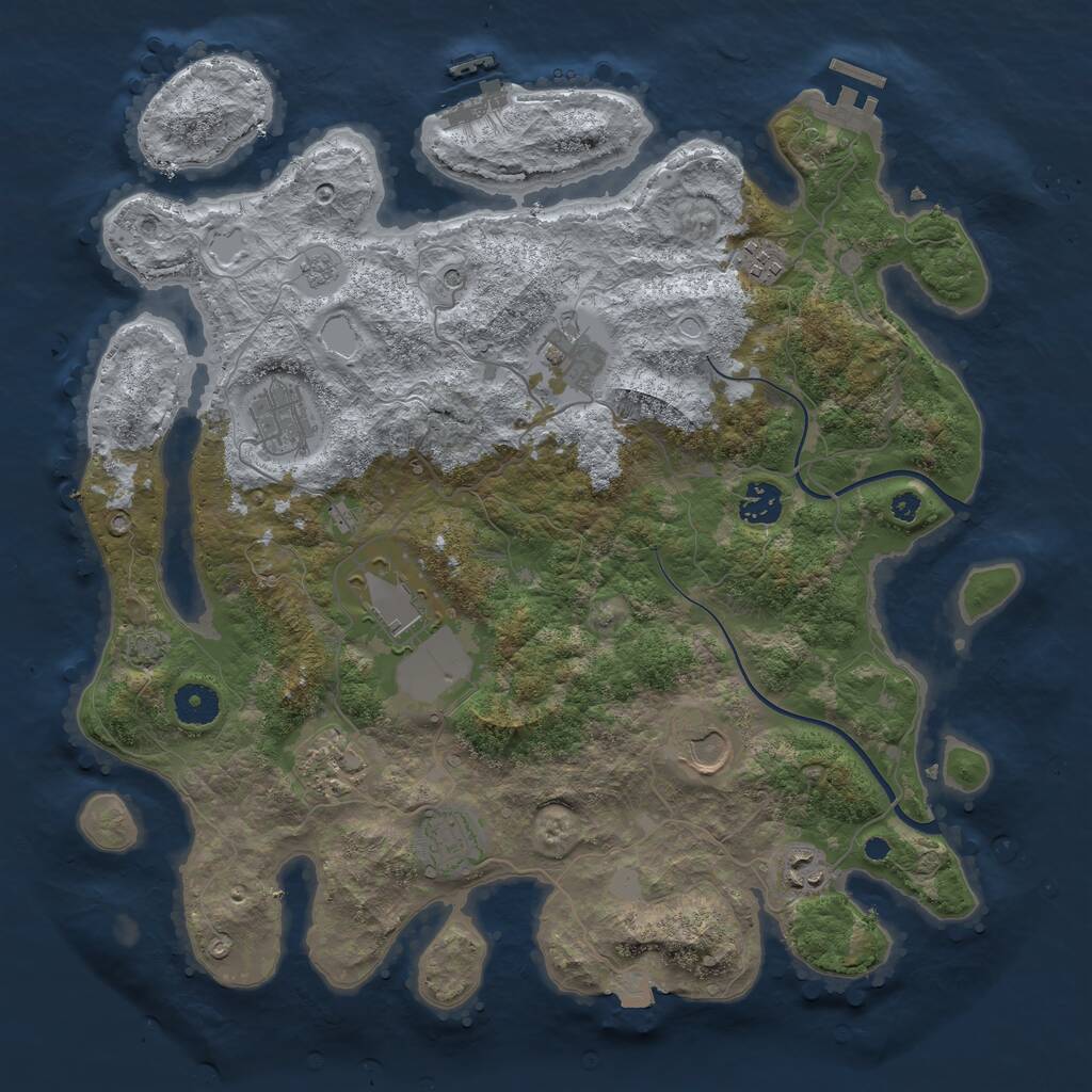 Rust Map: Procedural Map, Size: 3800, Seed: 456456321, 15 Monuments