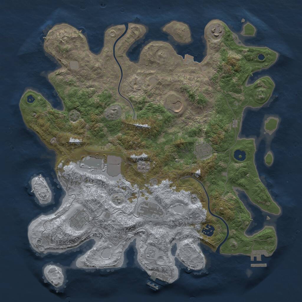 Rust Map: Procedural Map, Size: 3850, Seed: 594169998, 14 Monuments