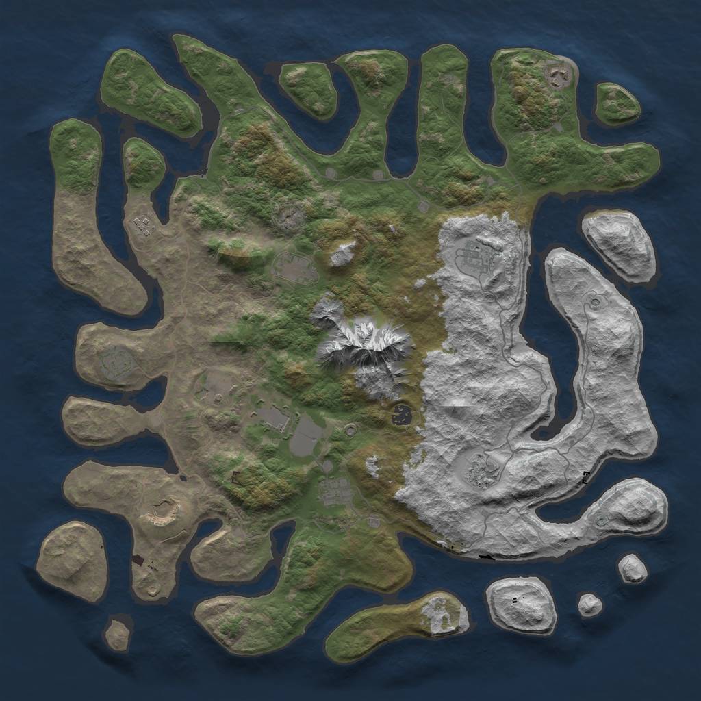 Rust Map: Barren, Size: 5000, Seed: 1279281350, 14 Monuments