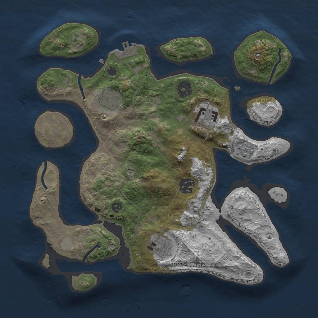 Rust Map: Procedural Map, Size: 3000, Seed: 943669385, 12 Monuments