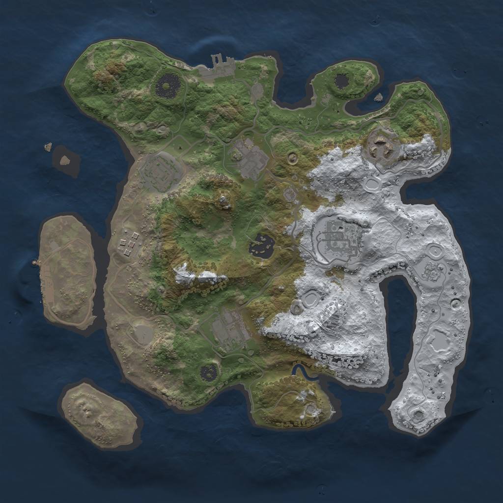 Rust Map: Procedural Map, Size: 3000, Seed: 638399001, 15 Monuments