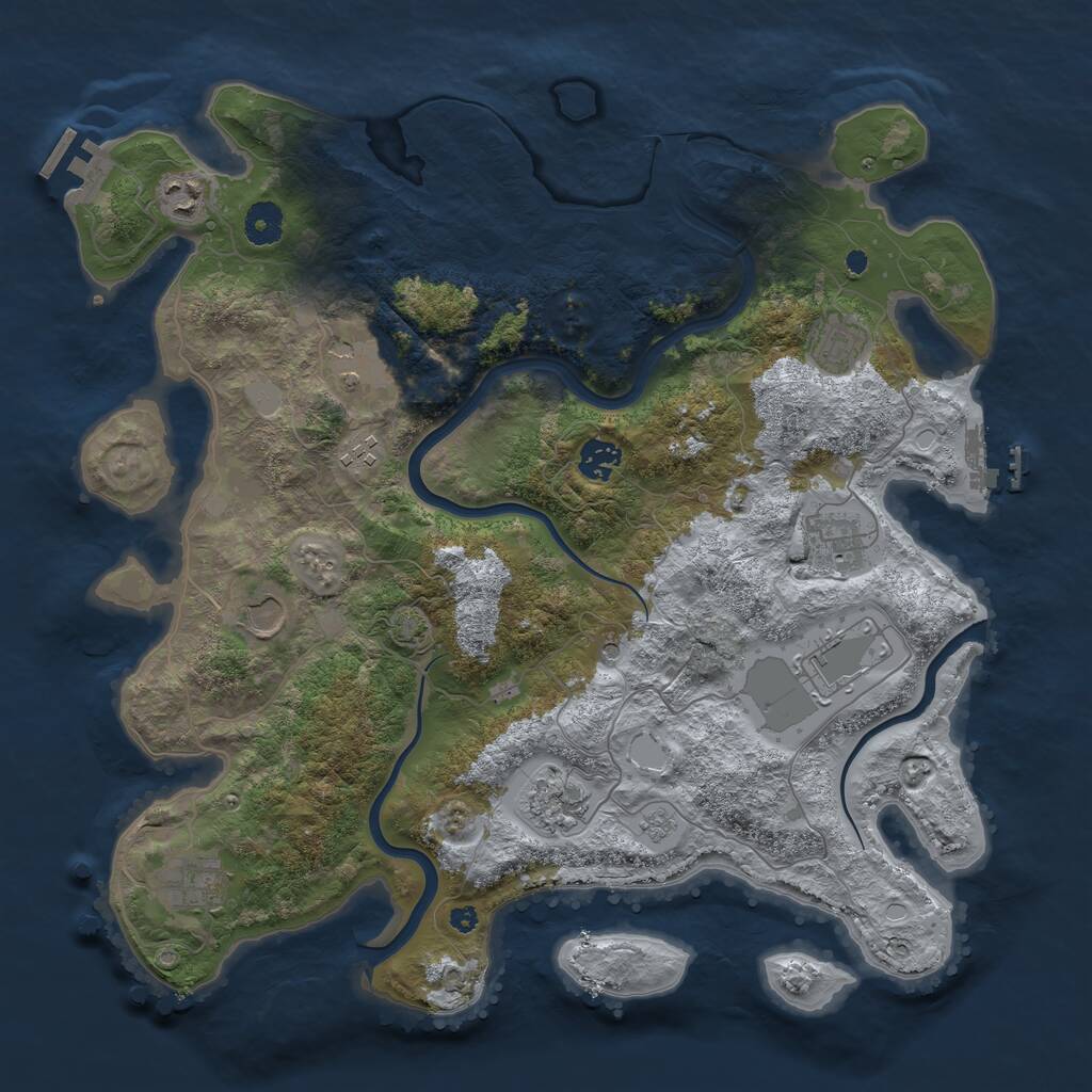 Rust Map: Procedural Map, Size: 3950, Seed: 965313047, 16 Monuments
