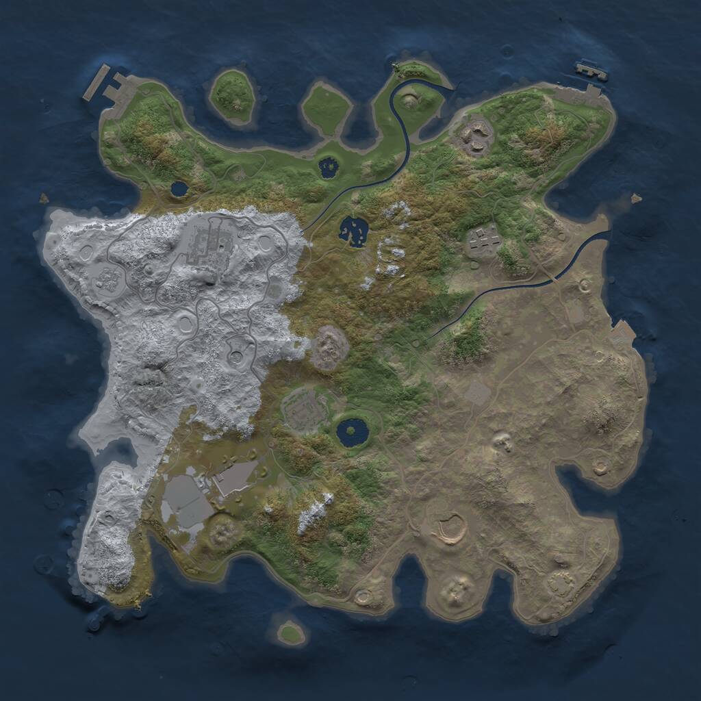 Rust Map: Procedural Map, Size: 3500, Seed: 286575987, 13 Monuments