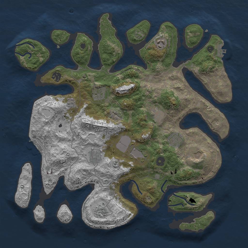 Rust Map: Procedural Map, Size: 4000, Seed: 23460, 18 Monuments