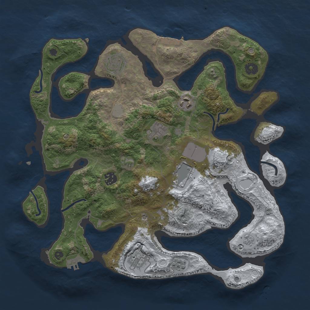 Rust Map: Procedural Map, Size: 3600, Seed: 1192349912, 16 Monuments